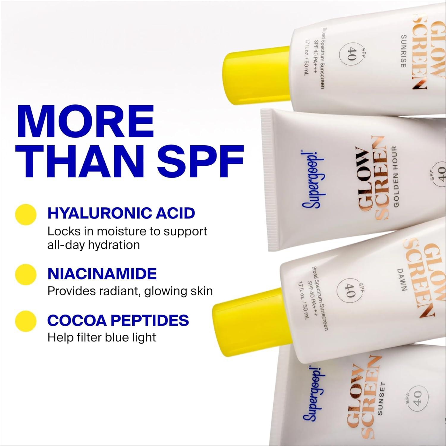image:imageSupergoop Glowscreen SPF 40 Golden Hour Bronze Glow 068 fl oz Glowy Primer Broad Spectrum Tinted Sunscreen Helps Filter Blue Light Hydration Hyaluronic Acid amp Vitamin B5Dawn