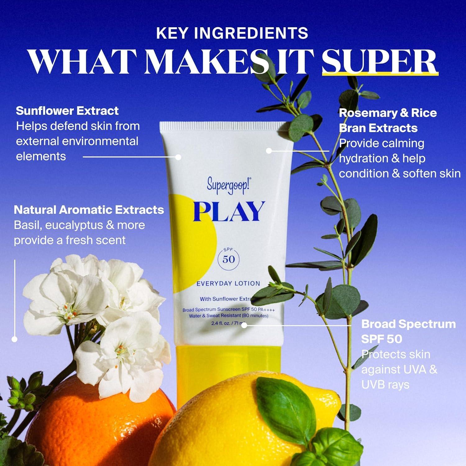 image:imageSupergoop PLAY Everyday Lotion SPF 50 Broad Spectrum Body amp Face Sunscreen Great for Active Days Fast Absorbing Water amp Sweat Resistant 18 fl oz18 Fl Oz Pack of 2
