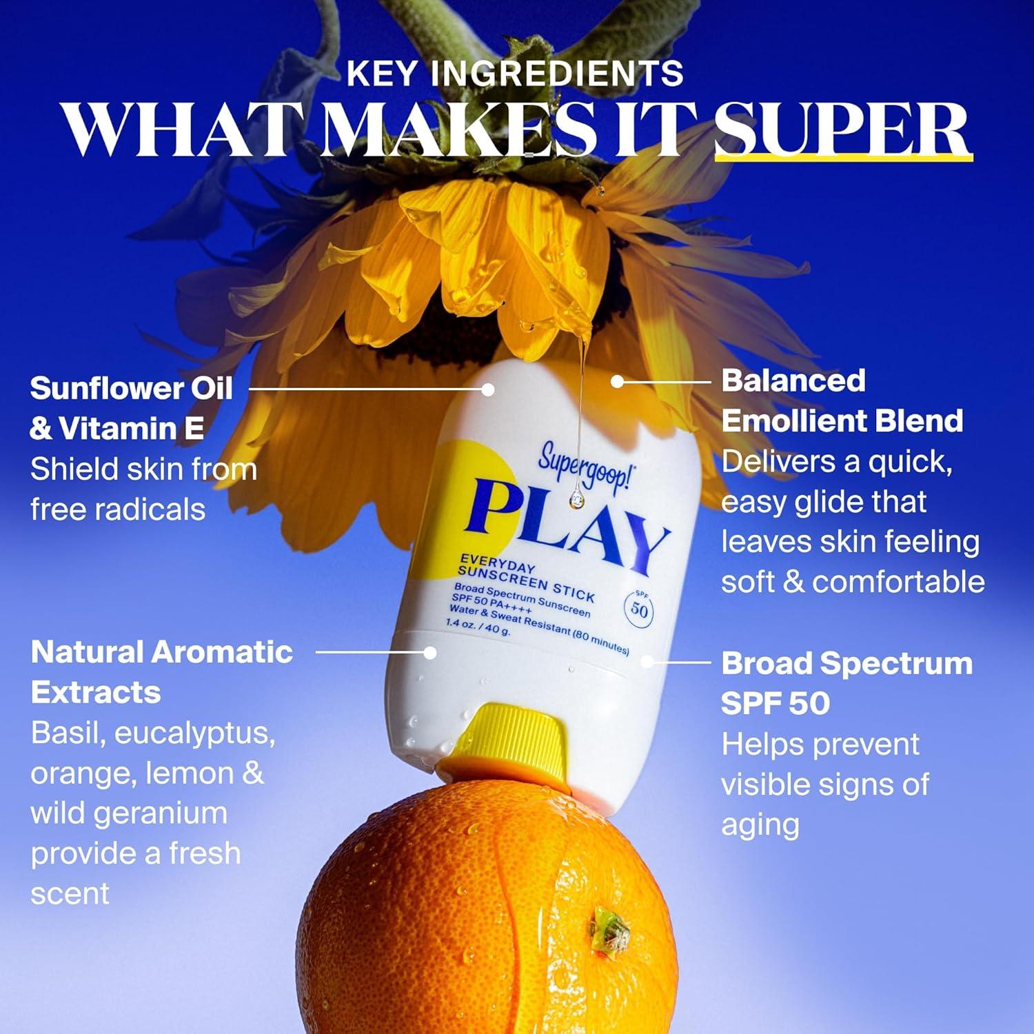 image:imageSupergoop PLAY Everyday Sunscreen Stick SPF 50 Lightweight NonGreasy Formula Natural Finish Fragrance Free Water amp Sweat Resistant All Skin Types 14 fl oz