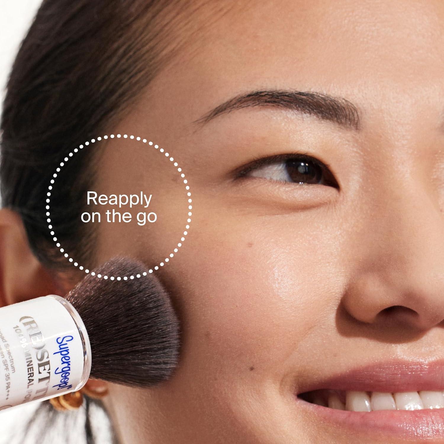 image:imageSupergoop Re setting Face Powder SPF 35 Translucent Broad Spectrum Mineral Sunscreen 015 oz Shine Control Matte Finishing OntheGo Sun ProtectionLight