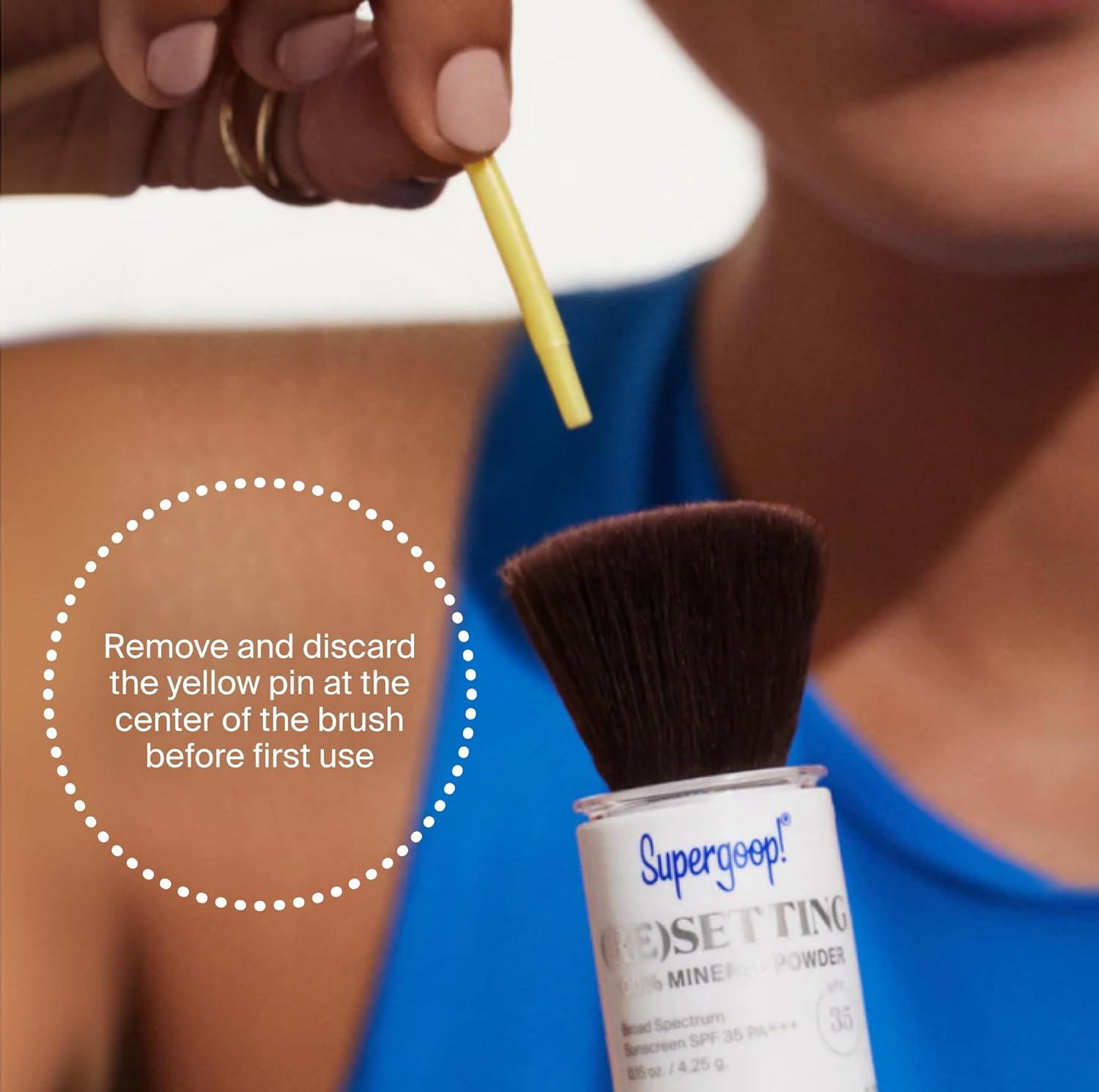 image:imageSupergoop Re setting Face Powder SPF 35 Translucent Broad Spectrum Mineral Sunscreen 015 oz Shine Control Matte Finishing OntheGo Sun ProtectionLight