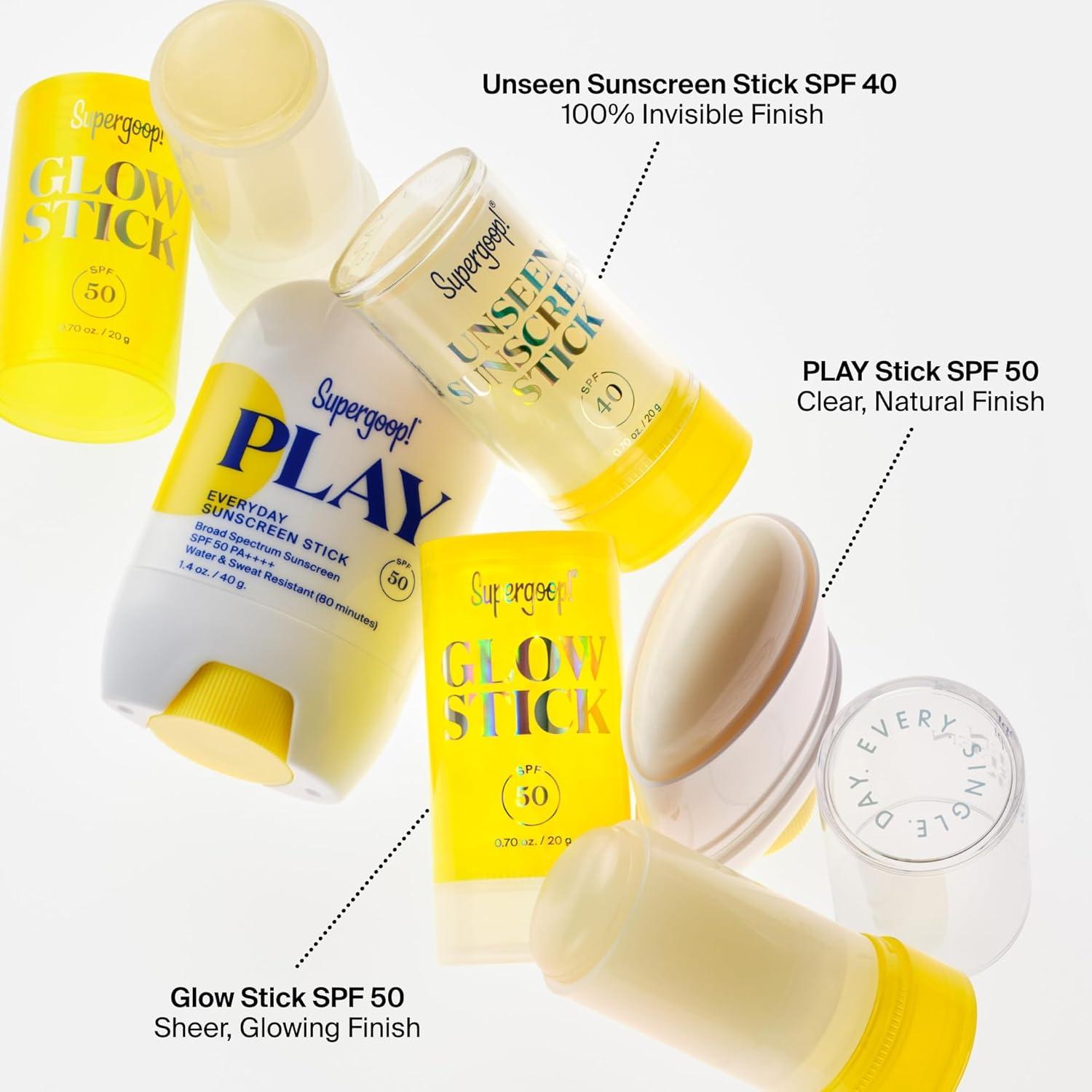 image:imageSupergoop Unseen Sunscreen Stick SPF 40 Clear amp Invisible Sun Protection Broad Spectrum Face Sunscreen Glides Over Makeup Natural Finish For All Skin Types 07 fl oz07 Fl Oz Pack of 1