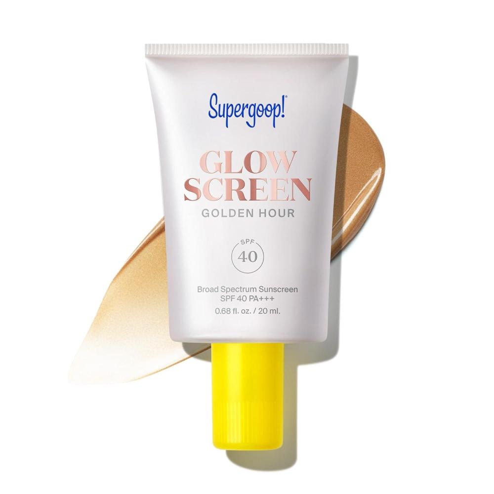 image:imageSupergoop Glowscreen SPF 40 Golden Hour Bronze Glow 068 fl oz Glowy Primer Broad Spectrum Tinted Sunscreen Helps Filter Blue Light Hydration Hyaluronic Acid amp Vitamin B5Golden Hour