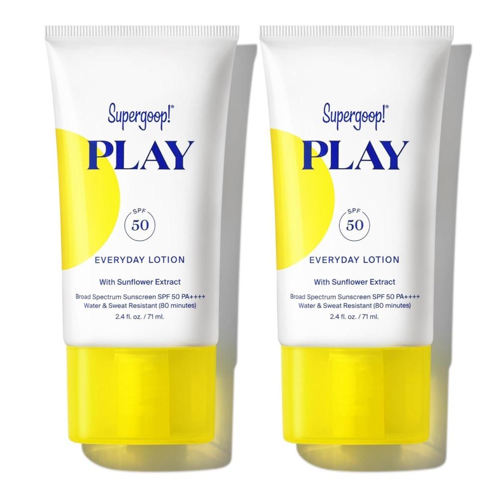 image:imageSupergoop PLAY Everyday Lotion SPF 50 Broad Spectrum Body amp Face Sunscreen Great for Active Days Fast Absorbing Water amp Sweat Resistant 18 fl oz24 Fl Oz Pack of 2