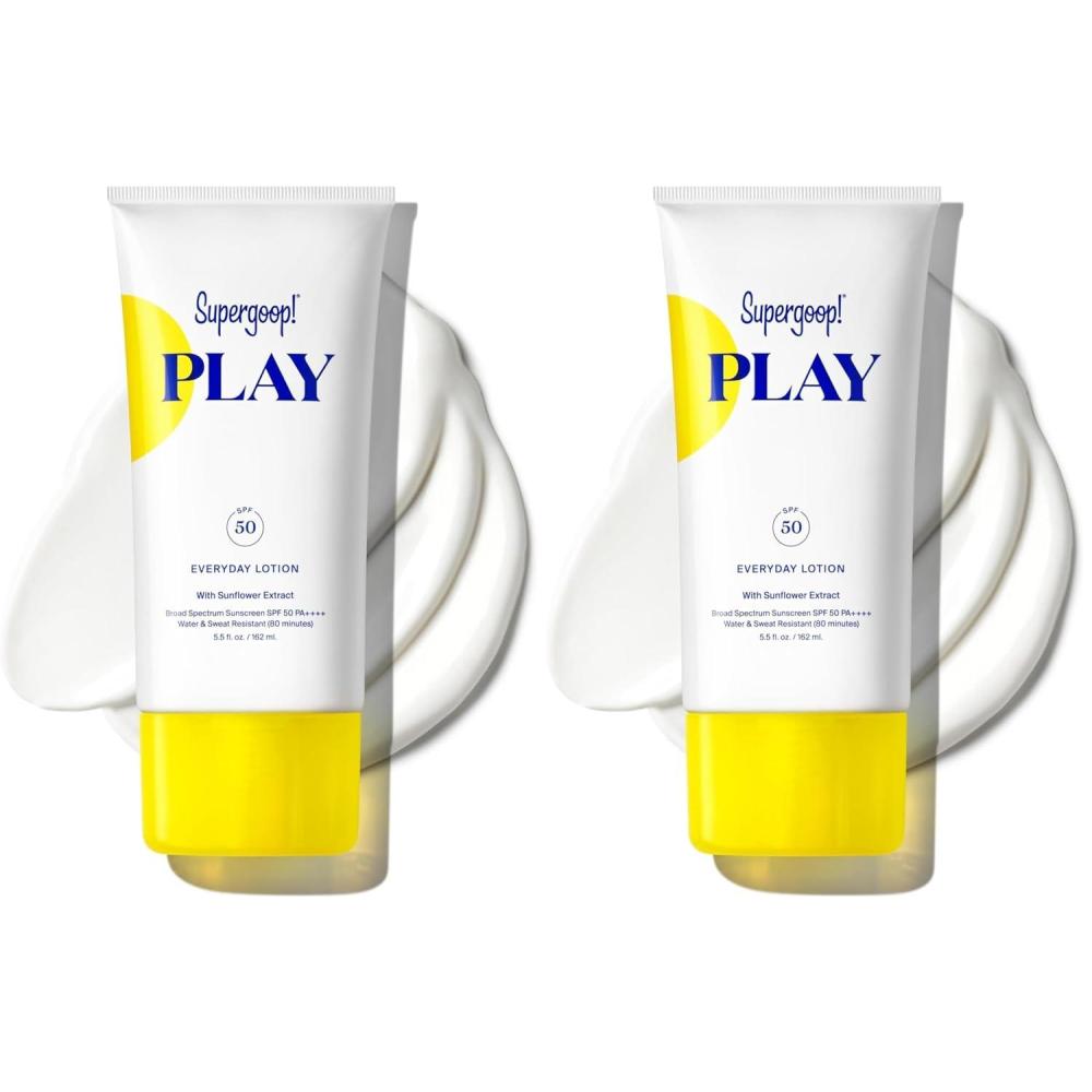 image:imageSupergoop PLAY Everyday Lotion SPF 50 Broad Spectrum Body amp Face Sunscreen Great for Active Days Fast Absorbing Water amp Sweat Resistant 18 fl oz55 Fl Oz Pack of 2