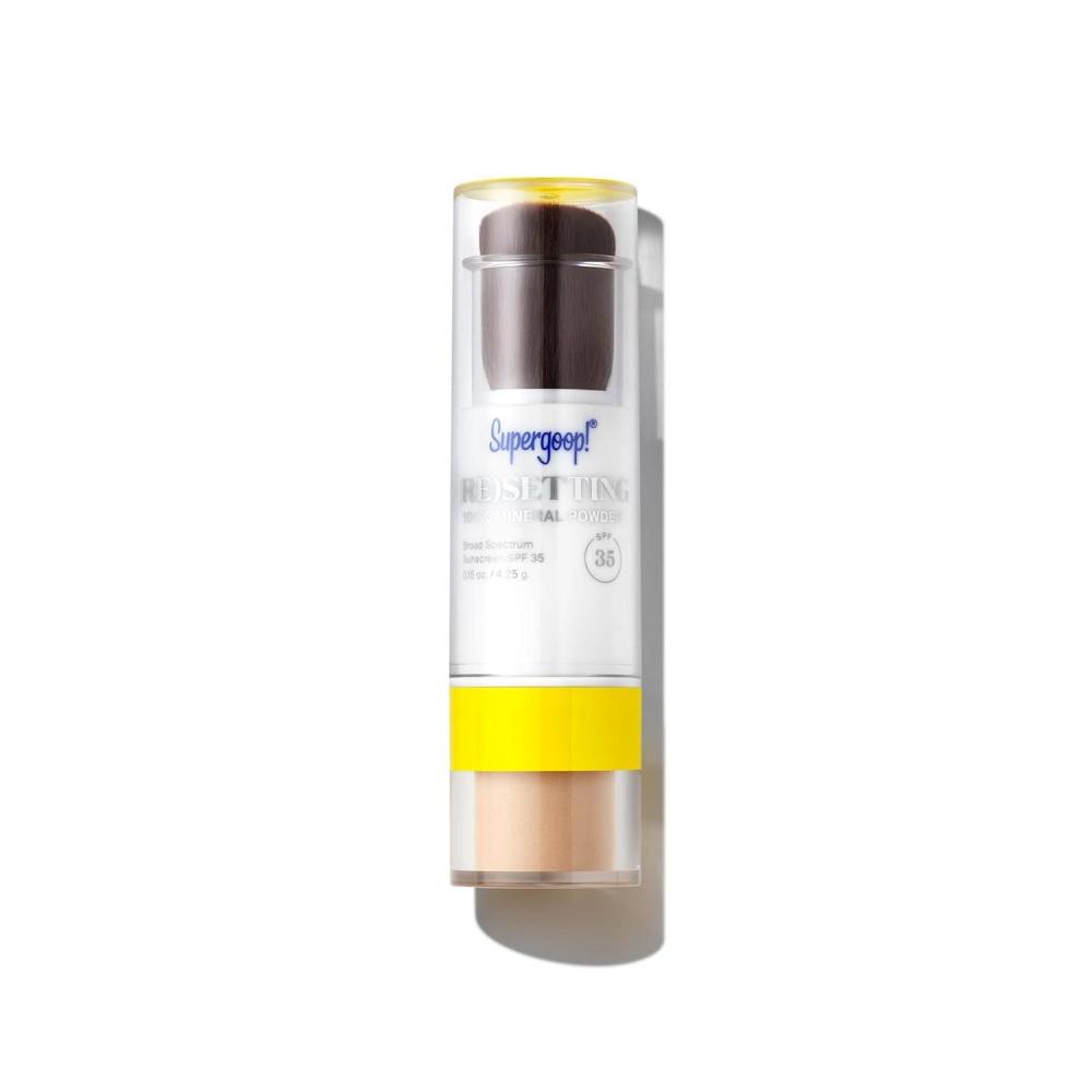 image:imageSupergoop Re setting Face Powder SPF 35 Translucent Broad Spectrum Mineral Sunscreen 015 oz Shine Control Matte Finishing OntheGo Sun ProtectionLight