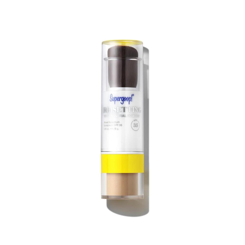 image:imageSupergoop Re setting Face Powder SPF 35 Translucent Broad Spectrum Mineral Sunscreen 015 oz Shine Control Matte Finishing OntheGo Sun ProtectionMedium