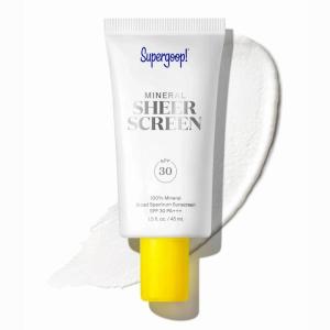 Supergoop! Mineral Sheerscreen SPF 30 PA+++, 1.5 fl oz – Mineral, Broad Spectrum Face Sunscreen + Primer + Helps Filter Blue Light – Satin Finish – For All Skin Types