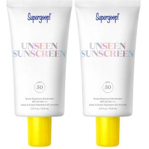 Supergoop! Unseen Sunscreen – SPF 50 – Clear & Invisible Face Sunscreen + Broad Spectrum + Makeup-Gripping Primer – Weightless, Scentless, Oil Free – For All Skin Types & Tones – 0.68 fl oz(2.5 fl oz (pack of 2))