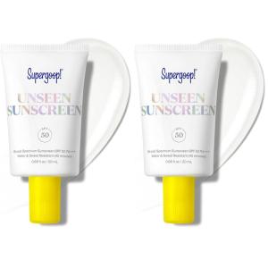 Supergoop! Unseen Sunscreen – SPF 50 – Clear & Invisible Face Sunscreen + Broad Spectrum + Makeup-Gripping Primer – Weightless, Scentless, Oil Free – For All Skin Types & Tones – 0.68 fl oz(0.68 fl oz (Pack of 2))