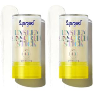 Supergoop! Unseen Sunscreen Stick – SPF 40 – Clear & Invisible Sun Protection – Broad Spectrum Face Sunscreen – Glides Over Makeup – Natural Finish – For All Skin Types – 0.7 fl oz(0.7 Fl Oz (Pack of 2))