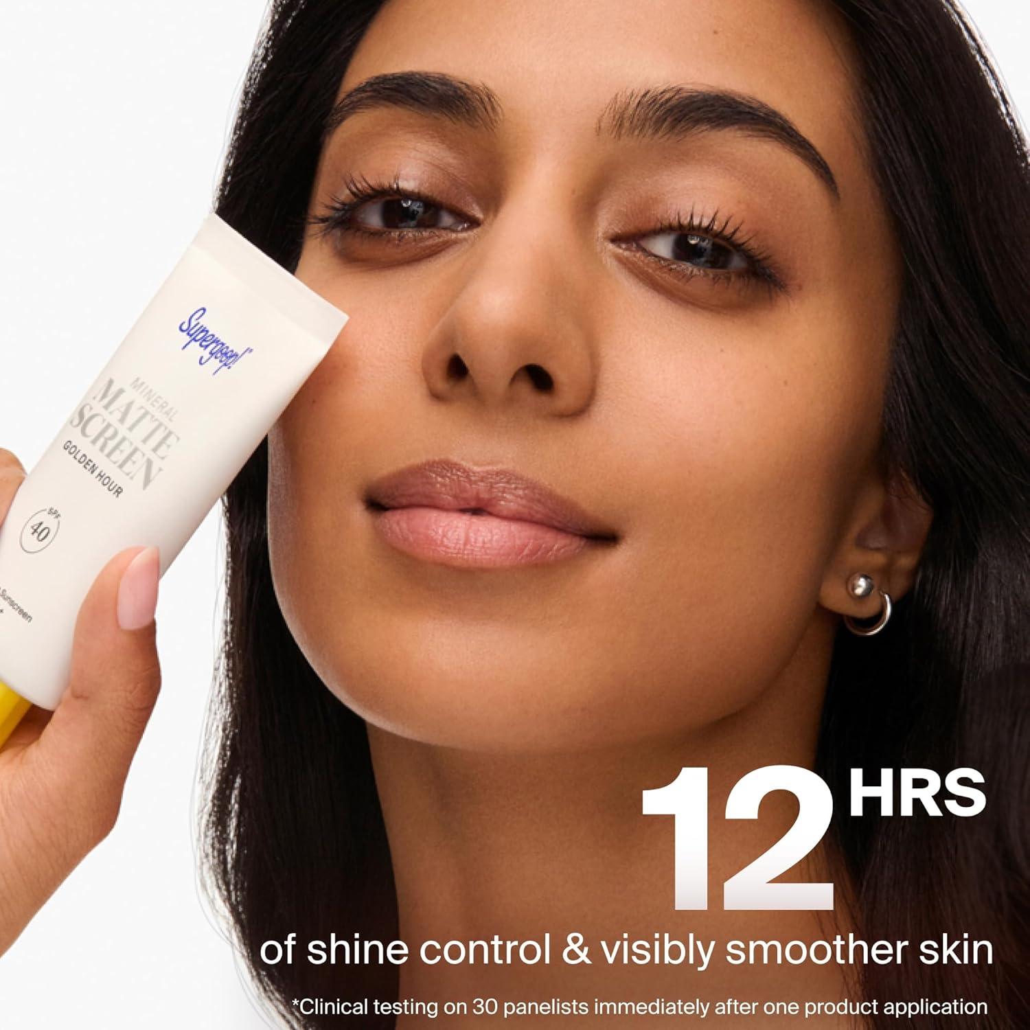 image:imageSupergoop Mineral Mattescreen SPF 40 20 mL Pack of 2 Mineral OilFree Broad Spectrum Sunscreen Smooths Skins Appearance Minimizes Pores amp Controls Shine Water amp Sweat Resistant068 Fl Oz Pack of 2