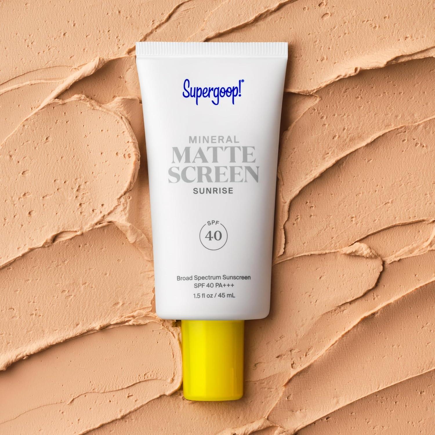 image:imageSupergoop Mineral Mattescreen SPF 40 20 mL Pack of 2 Mineral OilFree Broad Spectrum Sunscreen Smooths Skins Appearance Minimizes Pores amp Controls Shine Water amp Sweat Resistant068 Fl Oz Pack of 2