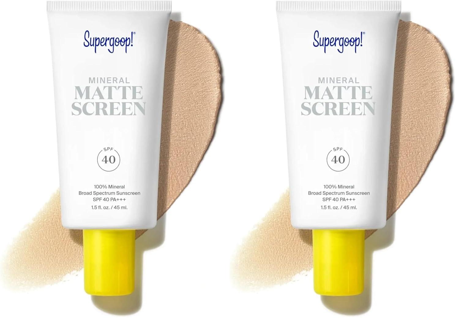 image:imageSupergoop Mineral Mattescreen SPF 40 45 mL Mineral OilFree Broad Spectrum Sunscreen Smooths Skins Appearance Minimizes Pores amp Controls Shine Water amp Sweat ResistantSunrise