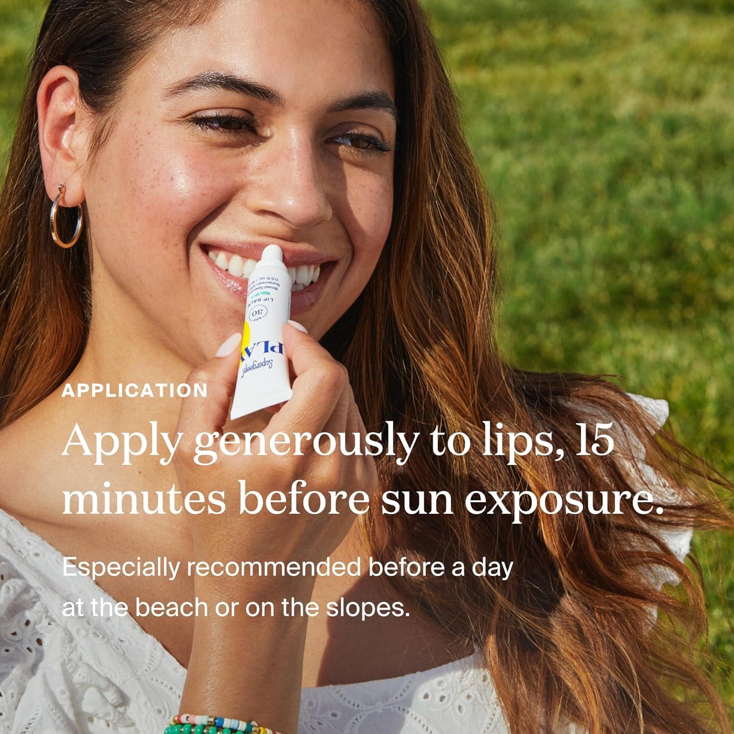 image:imageSupergoop PLAY Lip Balm SPF 30 with Mint 05 fl oz Broad Spectrum SPF Lip Balm with Hydrating Honey Shea Butter amp Sunflower Seed Oil Great for Active DaysMint