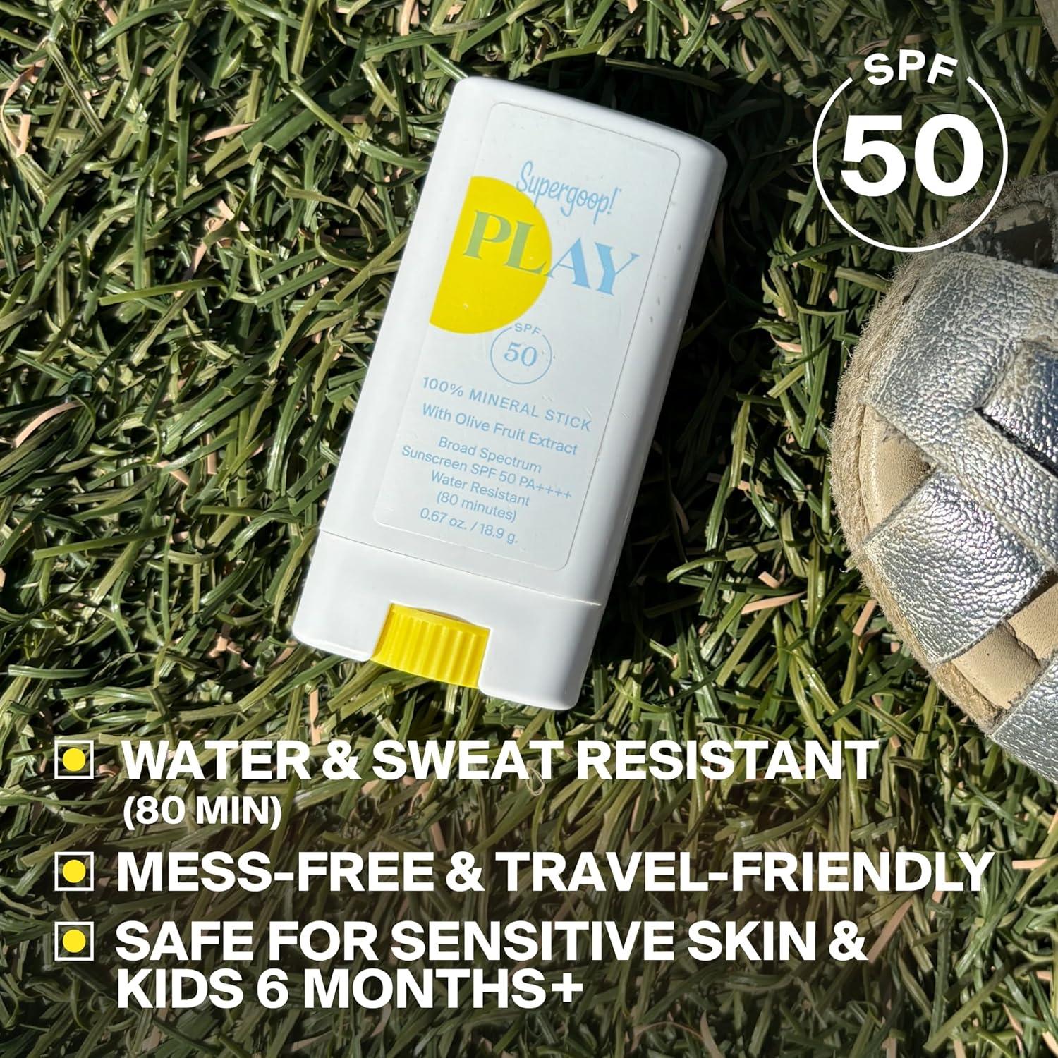 image:imageSupergoop PLAY Mineral Stick SPF 50 067 oz OntheGo Broad Spectrum Face Sunscreen Water Resistant Vegan067 Ounce Pack of 1