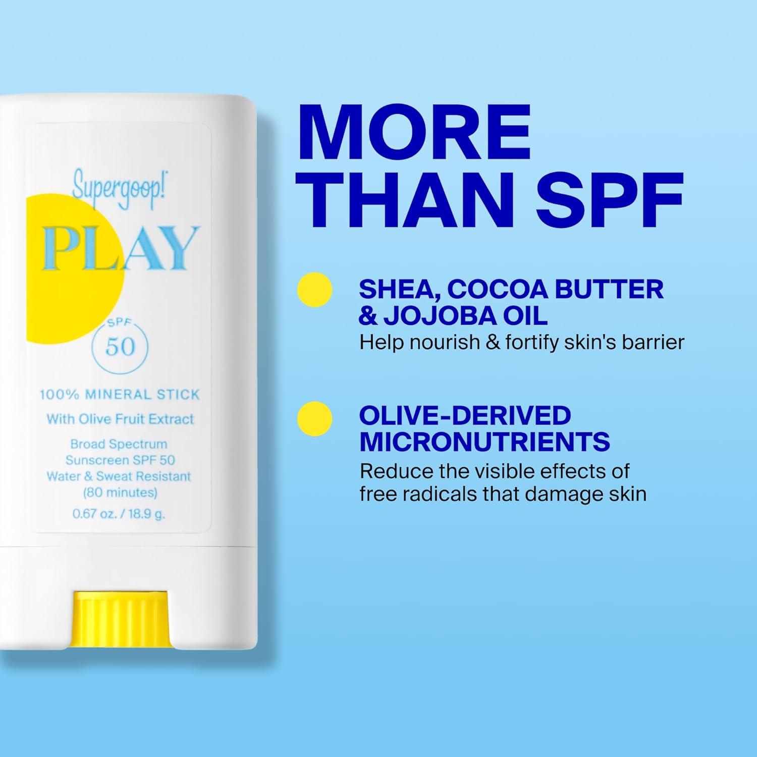 image:imageSupergoop PLAY Mineral Stick SPF 50 067 oz OntheGo Broad Spectrum Face Sunscreen Water Resistant Vegan067 Ounce Pack of 1