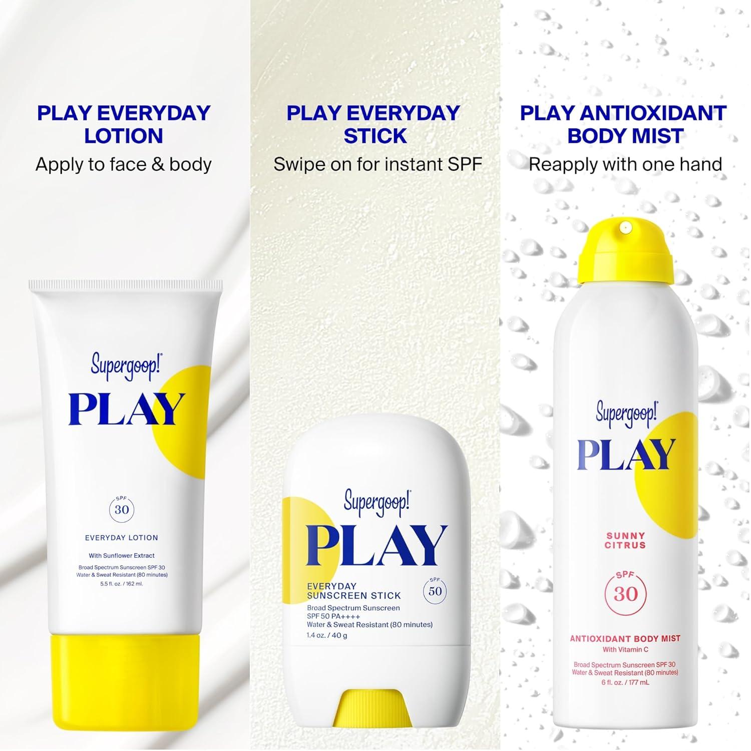 image:imageSupergoop PLAY SPF 50 Antioxidant Body Mist wVitamin C 3 fl oz 2 Pack Broad Spectrum Sunscreen Spray Great for Active Days wVitamin C for Sensitive Skin