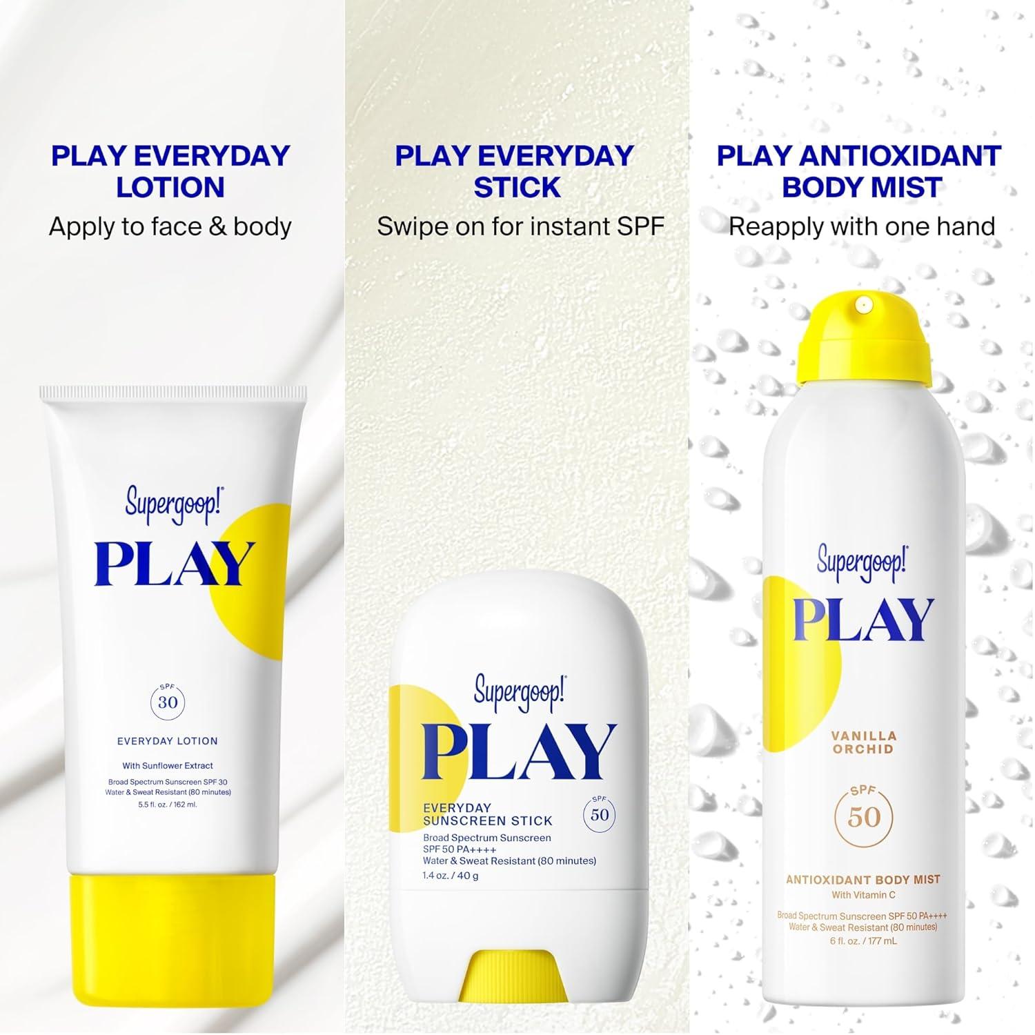 image:imageSupergoop Play Antioxidant Body Mist wVitamin C 6 fl oz SPF 50 PA Broad Spectrum Sunscreen Body Spray Great for Active Days Vanilla Orchid