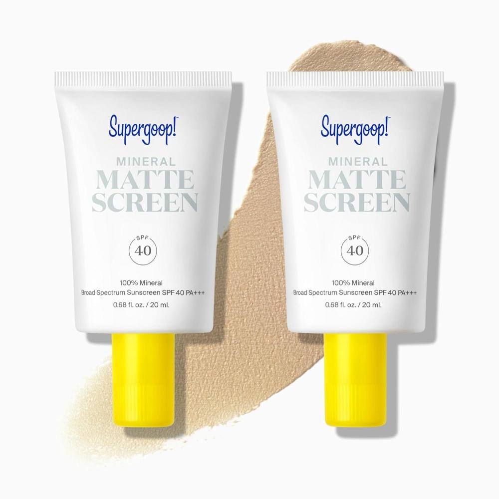 image:imageSupergoop Mineral Mattescreen SPF 40 20 mL Pack of 2 Mineral OilFree Broad Spectrum Sunscreen Smooths Skins Appearance Minimizes Pores amp Controls Shine Water amp Sweat Resistant068 Fl Oz Pack of 2