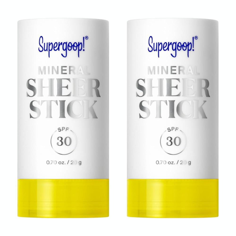 image:imageSupergoop Mineral Sheer Stick SPF 30 Sunscreen Mineral Broad Spectrum Sunscreen for Face amp Body Helps Filter Blue Light Natural Finish For All Skin Types 07 fl oz07 Ounce Pack of 2