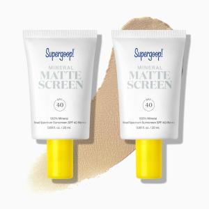 Supergoop! Mineral Mattescreen (SPF 40) – 20 mL, Pack of 2 – Mineral, Oil-Free Broad Spectrum Sunscreen – Smooths Skin’s Appearance, Minimizes Pores & Controls Shine – Water & Sweat Resistant(0.68 Fl Oz (Pack of 2))