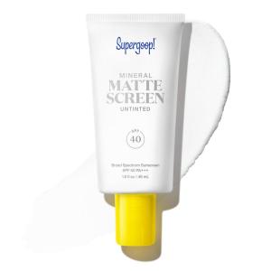Supergoop! Mineral Mattescreen (SPF 40) – 45 mL – Mineral, Oil-Free Broad Spectrum Sunscreen – Smooths Skin’s Appearance, Minimizes Pores & Controls Shine – Water & Sweat Resistant(Untinted)