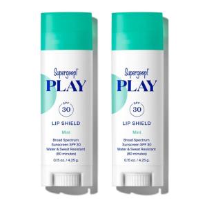 Supergoop! PLAY Lip Shield SPF 30 with Coconut – Pack of 2 – Moisturizing Lip Treatment For Dry Cracked Lips – Broad Spectrum UV Protection(Mint)