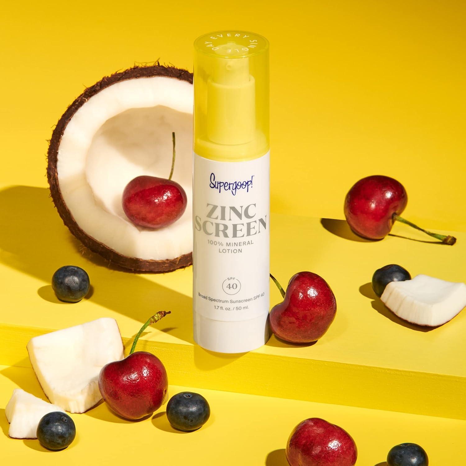 image:imageSupergoop Zincscreen 17 fl oz SPF 40 PA Mineral Face Lotion amp Broad Spectrum Sunscreen Nonnano Zinc Oxide for Daily UV Protection Lightweight Blendable Formula with Pink Hue