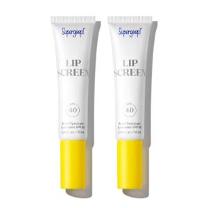 Supergoop! Lipscreen Shine SPF 40 – Pack of 2, 0.34 fl oz – Clear Lip Gloss with Grape Seed Extract, Sunflower Seed Oil & Kelp Extract – Water-Resistant, Non-Sticky Formula