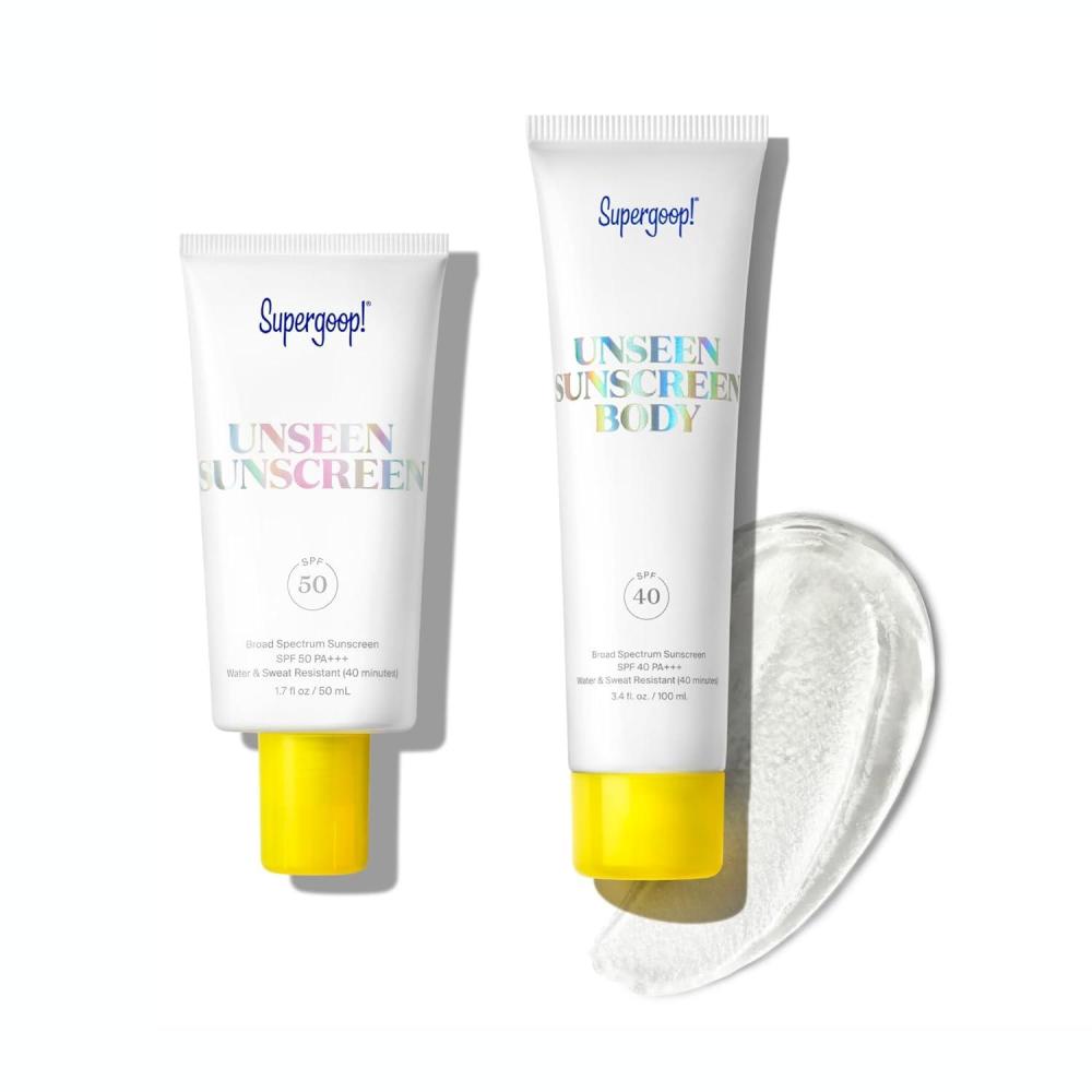 image:imageSupergoop Unseen Sunscreen SPF 50 Invisible Sun Protection for Face 17 fl oz  Unseen Sunscreen Body SPF 40 34 fl ozUnseen for Face  Unseen Body